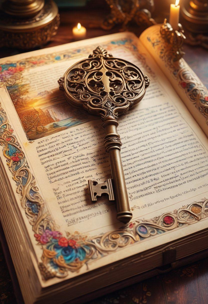 A mysterious, intricately designed key unlocking an ancient, elaborate book filled with vibrant illustrations depicting scenes from various adult visual novels, surrounded by wisps of ethereal light. The background features abstract patterns symbolizing discovery and exploration, creating an immersive atmosphere. super-realistic. vibrant colors. soft focus.
